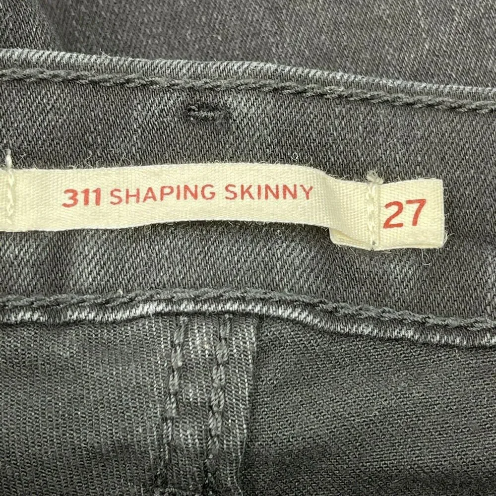 Levis 311 Shaping Skinny Jeans Womens Size 27 Black Stretch Denim Mid Rise STAIN